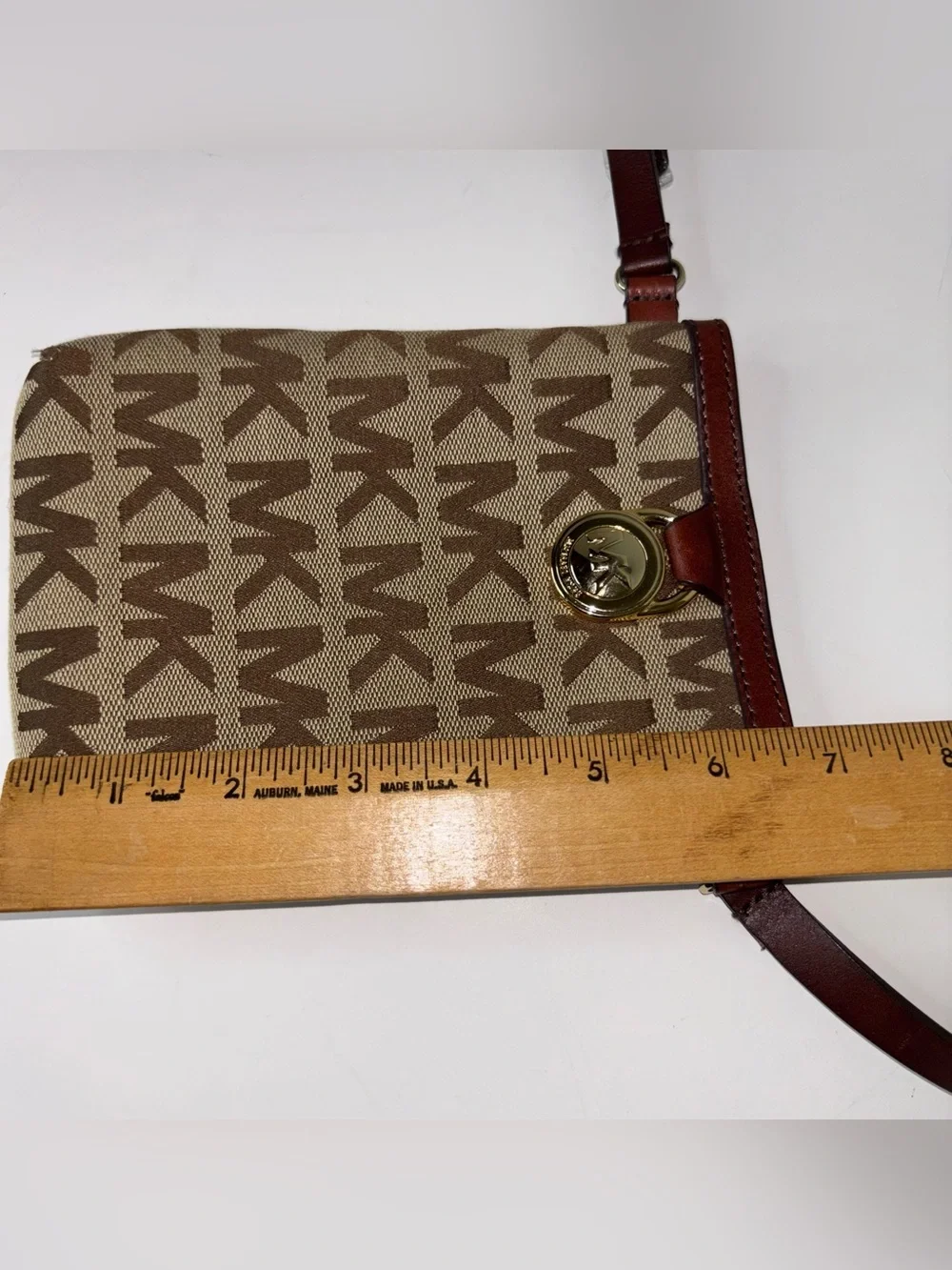 Michael Kors Brown MK Signature Fanny Pack Belt Bag Leather Strap Size M